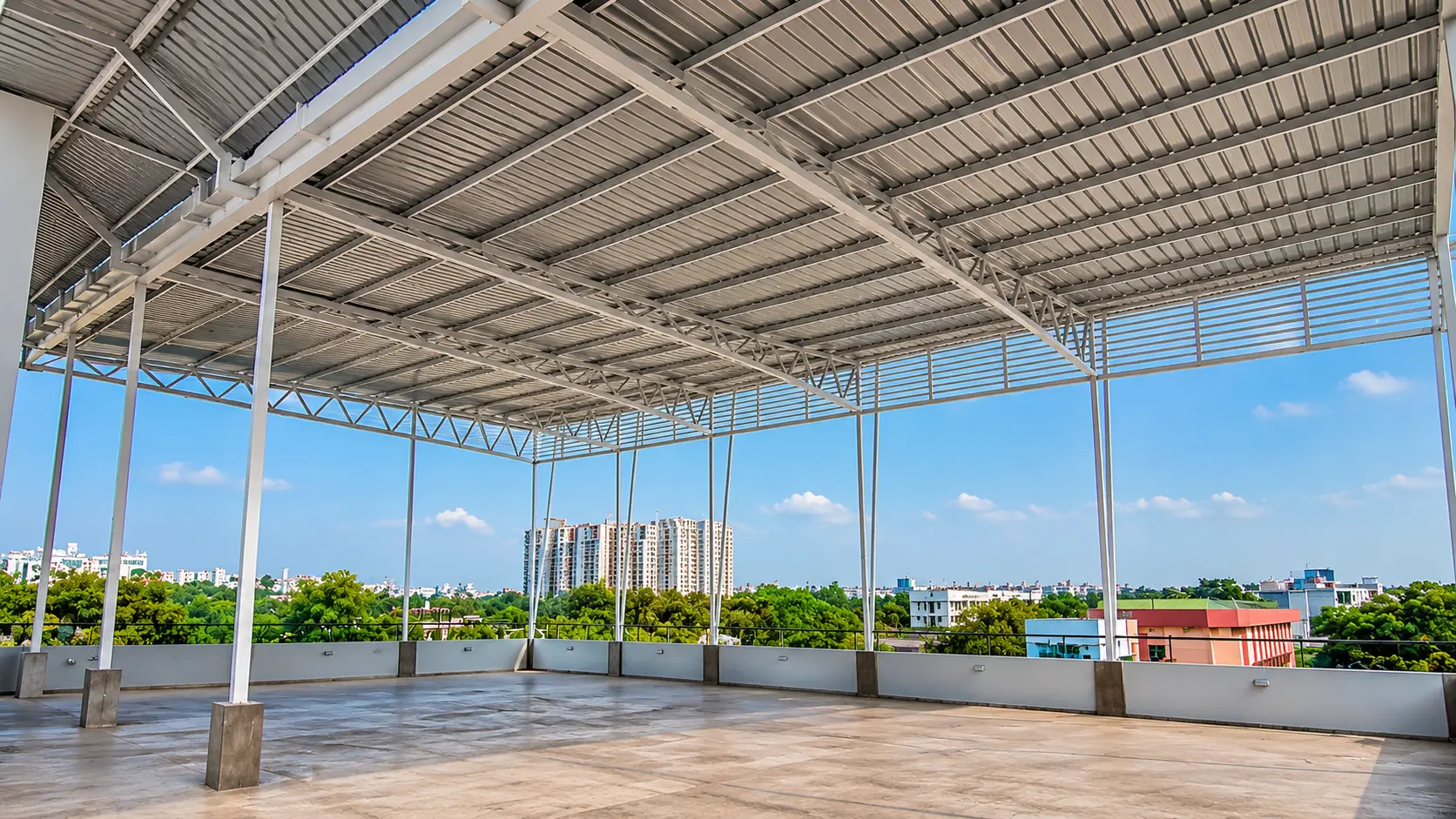 Indore Tennis Club structural steel framework fabricated by Navkar Weldmart